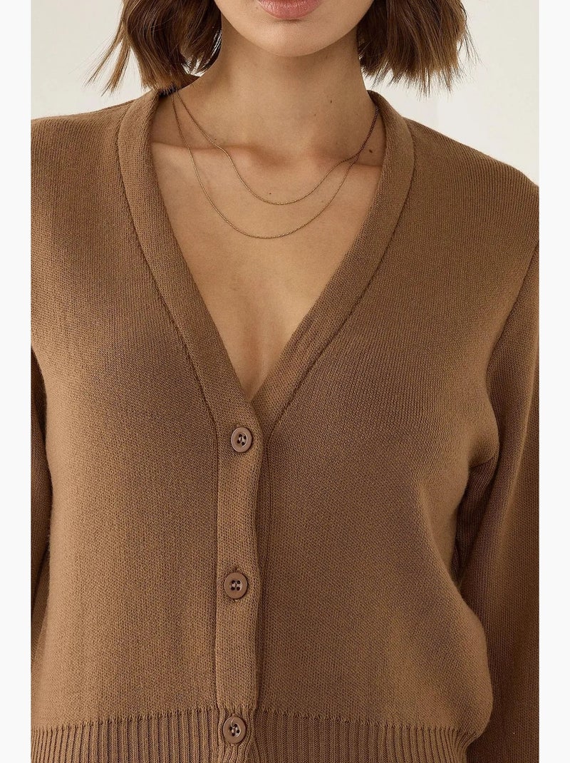 Cardigan in maglia semi-aderente con scollo a v hiccup Marrone - Kiabi