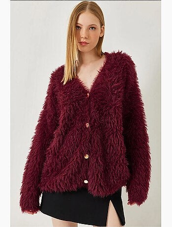 Cardigan in maglia soffice con bottoni e scollo a v lucci