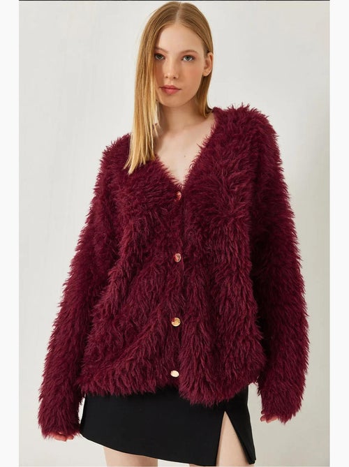 Cardigan in maglia soffice con bottoni e scollo a v lucci - Kiabi