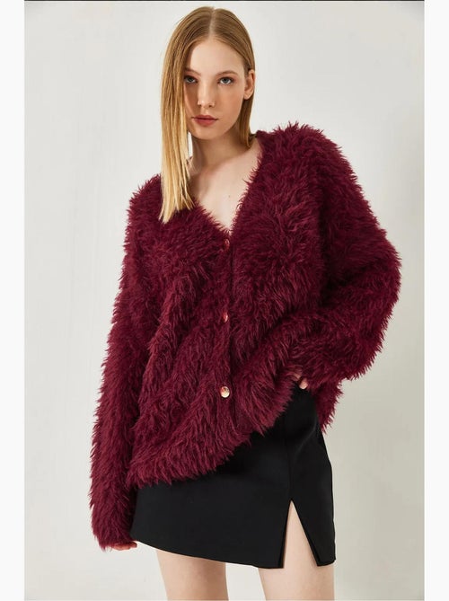 Cardigan in maglia soffice con bottoni e scollo a v lucci - Kiabi
