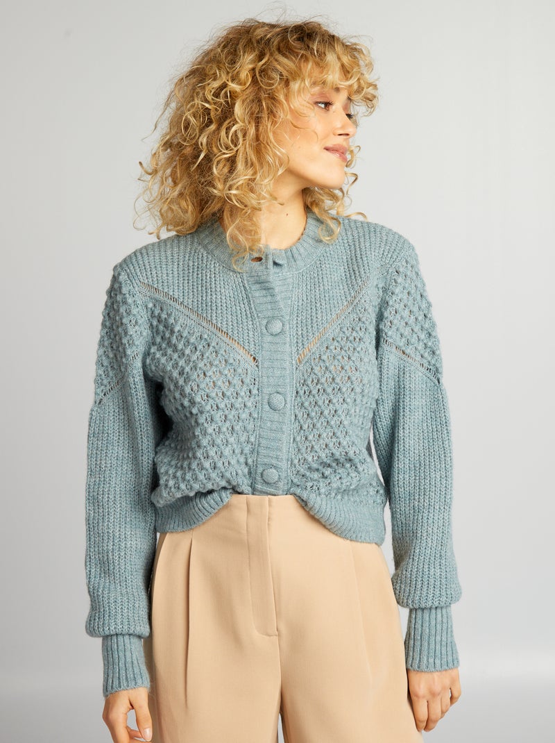 Cardigan in maglia soffice e fantasia BLU - Kiabi