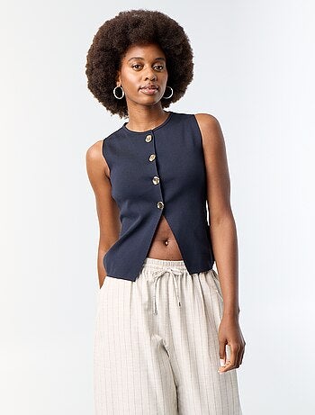 Cardigan in maglia sottile senza maniche
