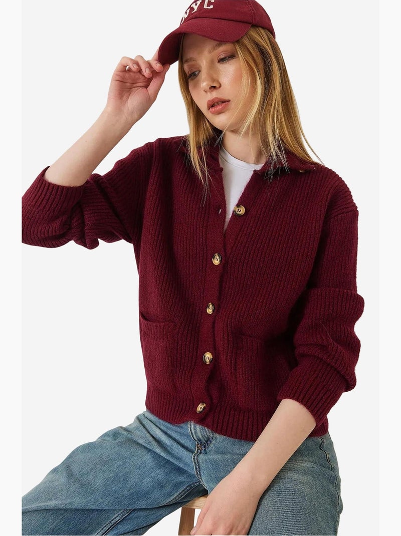 Cardigan in maglia testurizzata a maniche lunghe lucci Rosso bordeaux - Kiabi