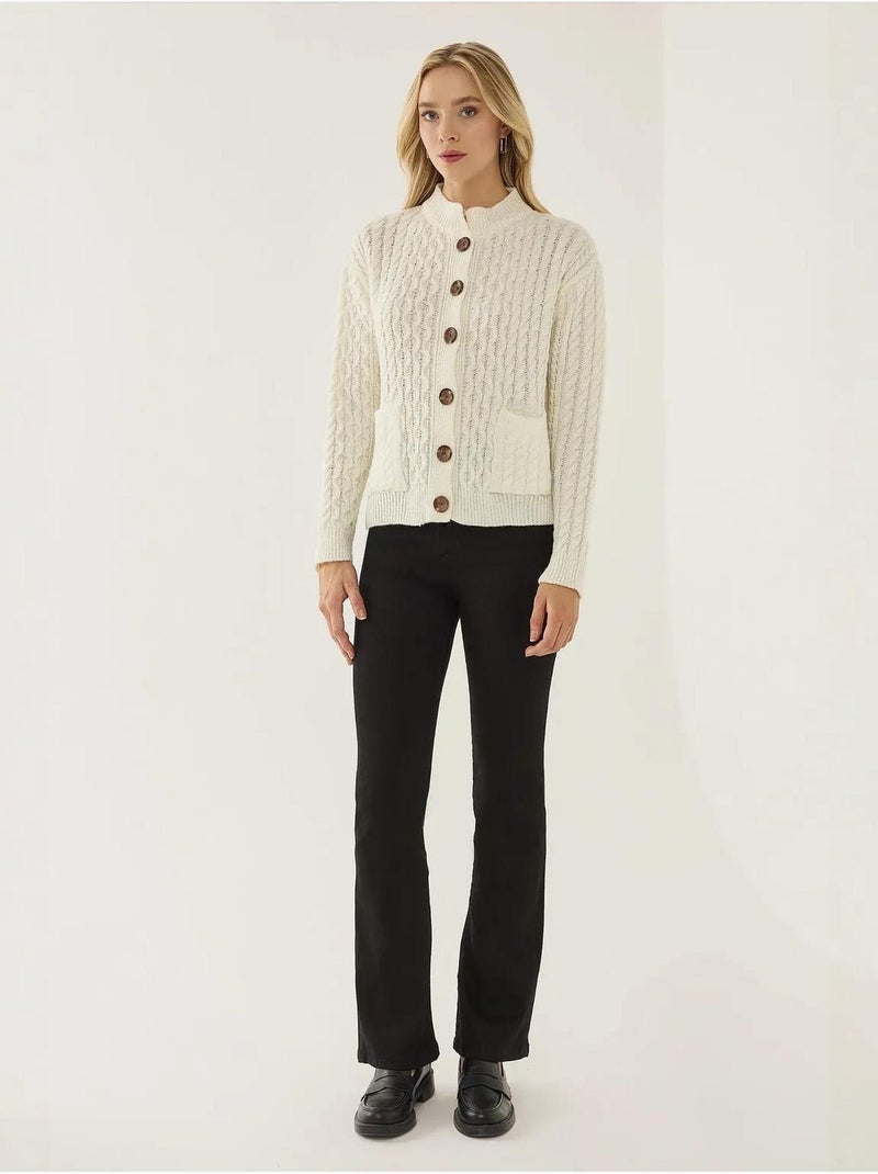 Cardigan in maglia testurizzata con bottoni Bianco - Kiabi