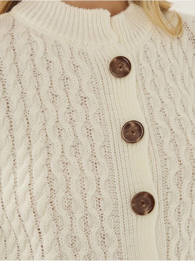 Cardigan in maglia testurizzata con bottoni Bianco - Kiabi