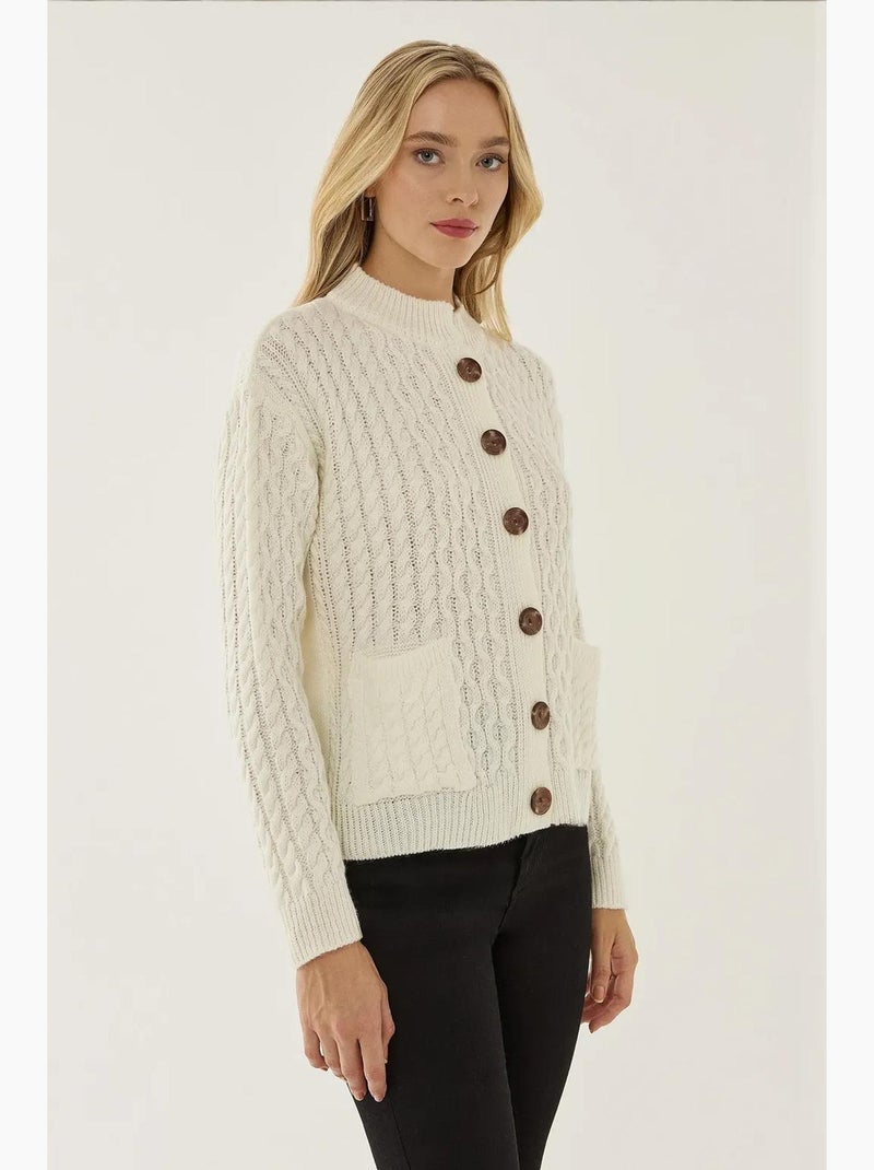 Cardigan in maglia testurizzata con bottoni hiccup Bianco - Kiabi