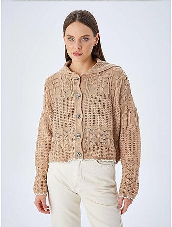 Cardigan in maglia testurizzata con chiusura a bottoni mixray