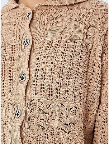 Cardigan in maglia testurizzata con chiusura a bottoni mixray