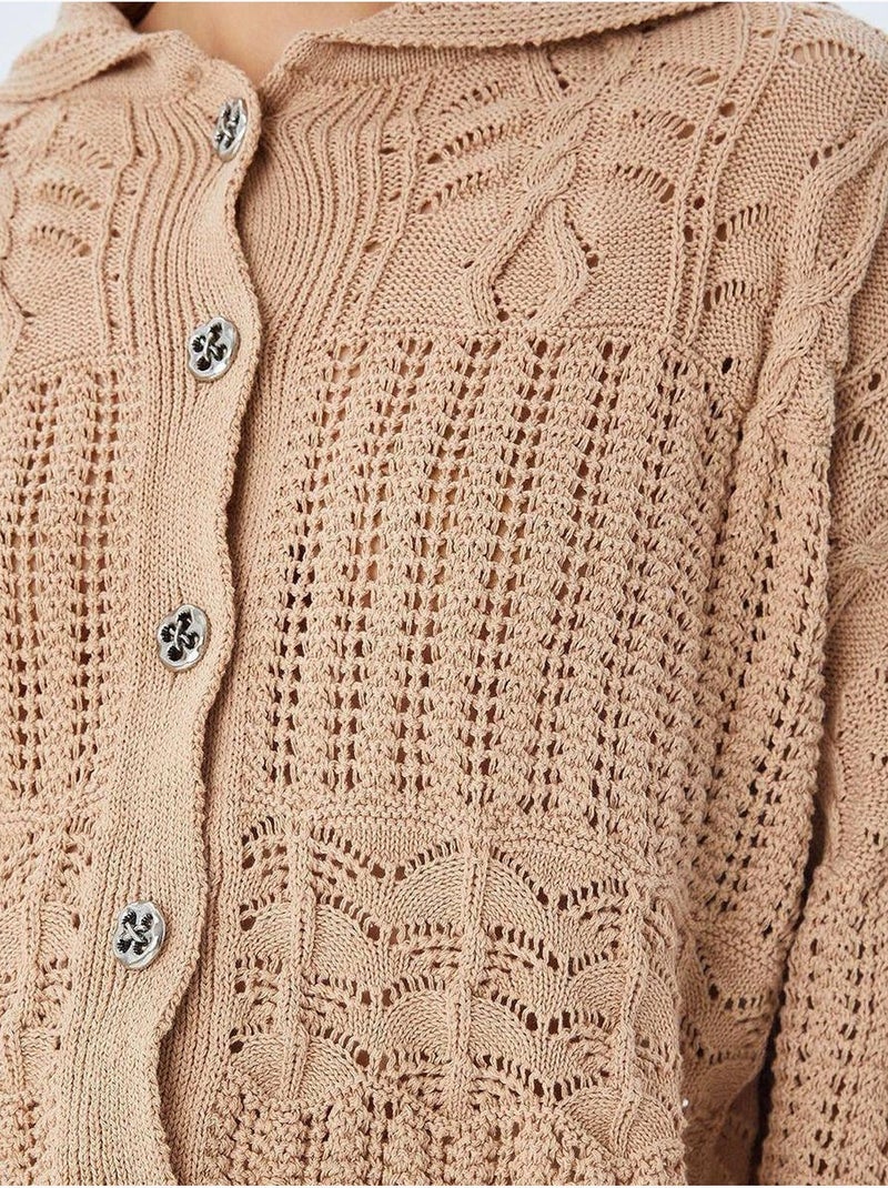 Cardigan in maglia testurizzata con chiusura a bottoni mixray Beige argilla - Kiabi