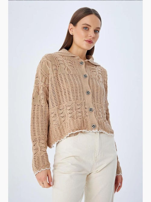 Cardigan in maglia testurizzata con chiusura a bottoni mixray - Kiabi Cardigan in maglia testurizzata con chiusura a bottoni mixray - Kiabi