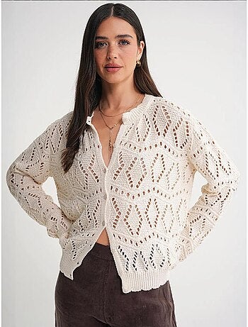 Cardigan in maglia testurizzata con chiusura a bottoni mixray