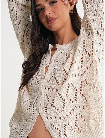 Cardigan in maglia testurizzata con chiusura a bottoni mixray