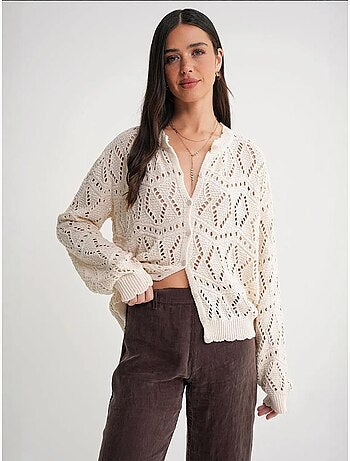 Cardigan in maglia testurizzata con chiusura a bottoni mixray