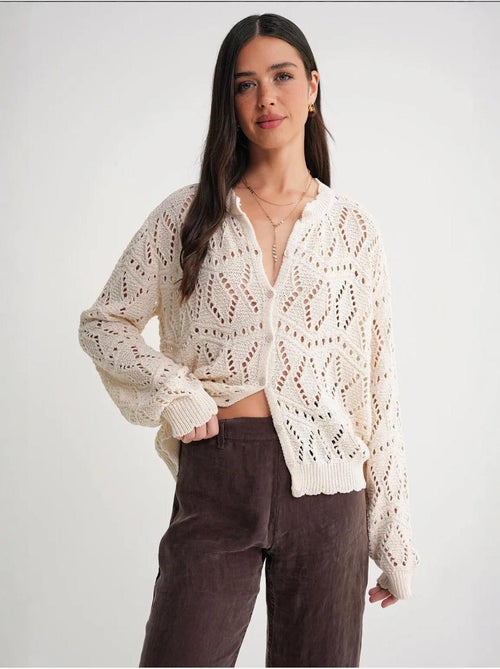 Cardigan in maglia testurizzata con chiusura a bottoni mixray - Kiabi Cardigan in maglia testurizzata con chiusura a bottoni mixray - Kiabi
