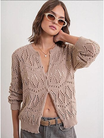 Cardigan in maglia testurizzata con chiusura a bottoni mixray