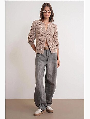 Cardigan in maglia testurizzata con chiusura a bottoni mixray