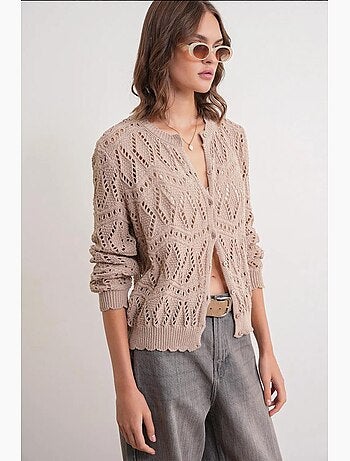 Cardigan in maglia testurizzata con chiusura a bottoni mixray