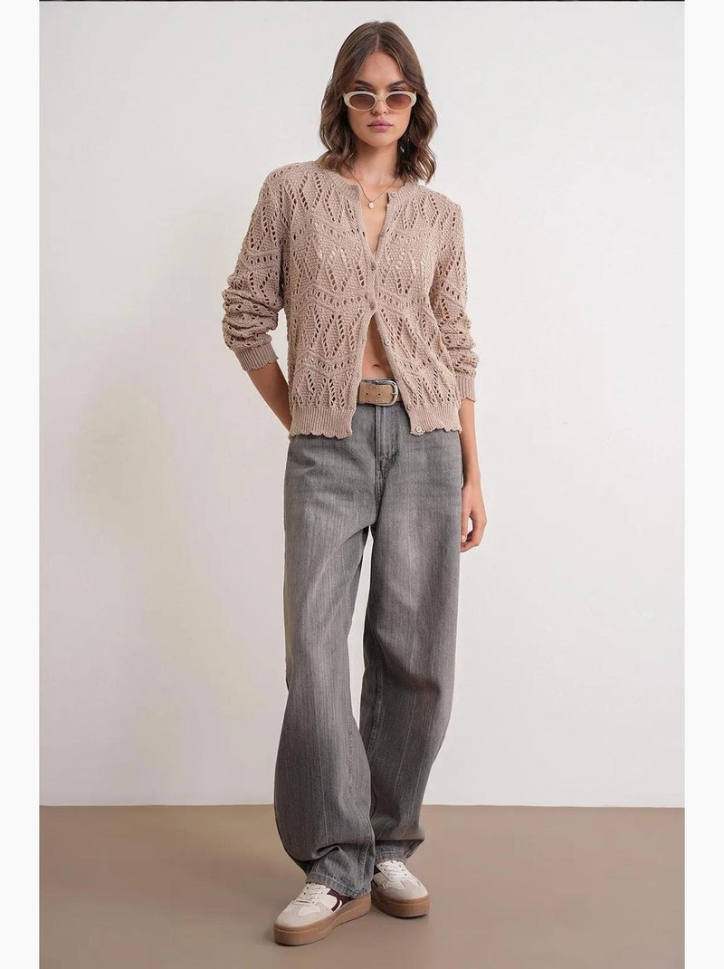 Cardigan in maglia testurizzata con chiusura a bottoni mixray Grège - Kiabi