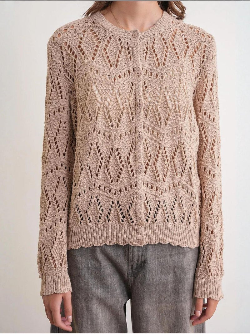 Cardigan in maglia testurizzata con chiusura a bottoni mixray Grège - Kiabi