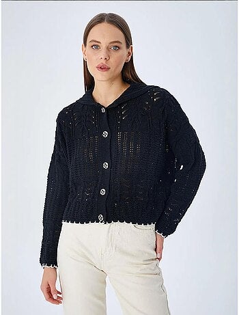 Cardigan in maglia testurizzata con chiusura a bottoni mixray