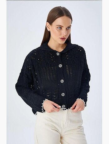 Cardigan in maglia testurizzata con chiusura a bottoni mixray