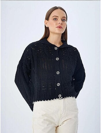 Cardigan in maglia testurizzata con chiusura a bottoni mixray
