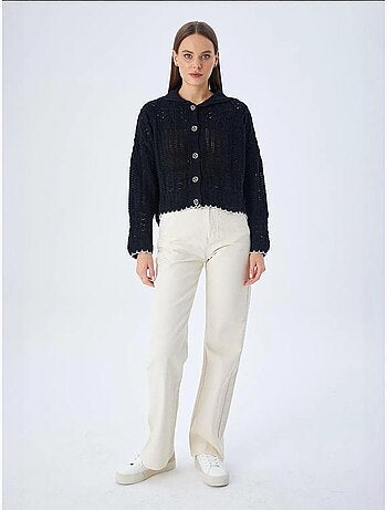 Cardigan in maglia testurizzata con chiusura a bottoni mixray