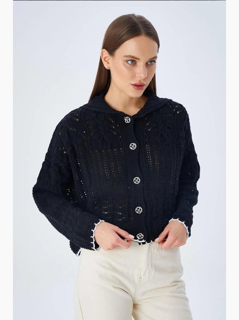 Cardigan in maglia testurizzata con chiusura a bottoni mixray Nero - Kiabi
