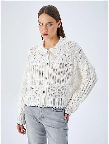 Cardigan in maglia testurizzata con chiusura a bottoni mixray