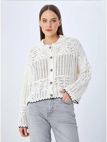Cardigan in maglia testurizzata con chiusura a bottoni mixray