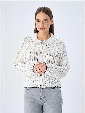 Cardigan in maglia testurizzata con chiusura a bottoni mixray