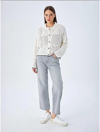 Cardigan in maglia testurizzata con chiusura a bottoni mixray
