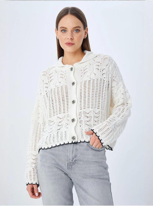 Cardigan in maglia testurizzata con chiusura a bottoni mixray - Kiabi Cardigan in maglia testurizzata con chiusura a bottoni mixray - Kiabi