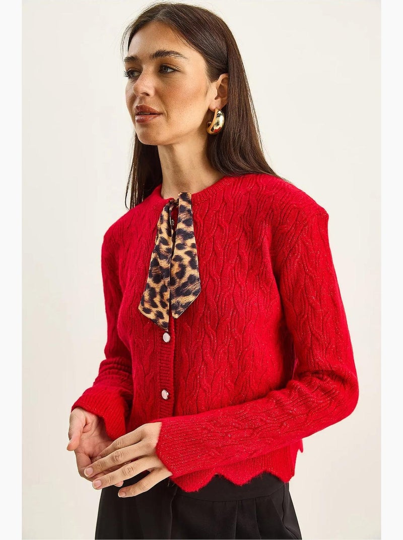 Cardigan in maglia testurizzata lucci Rosso - Kiabi