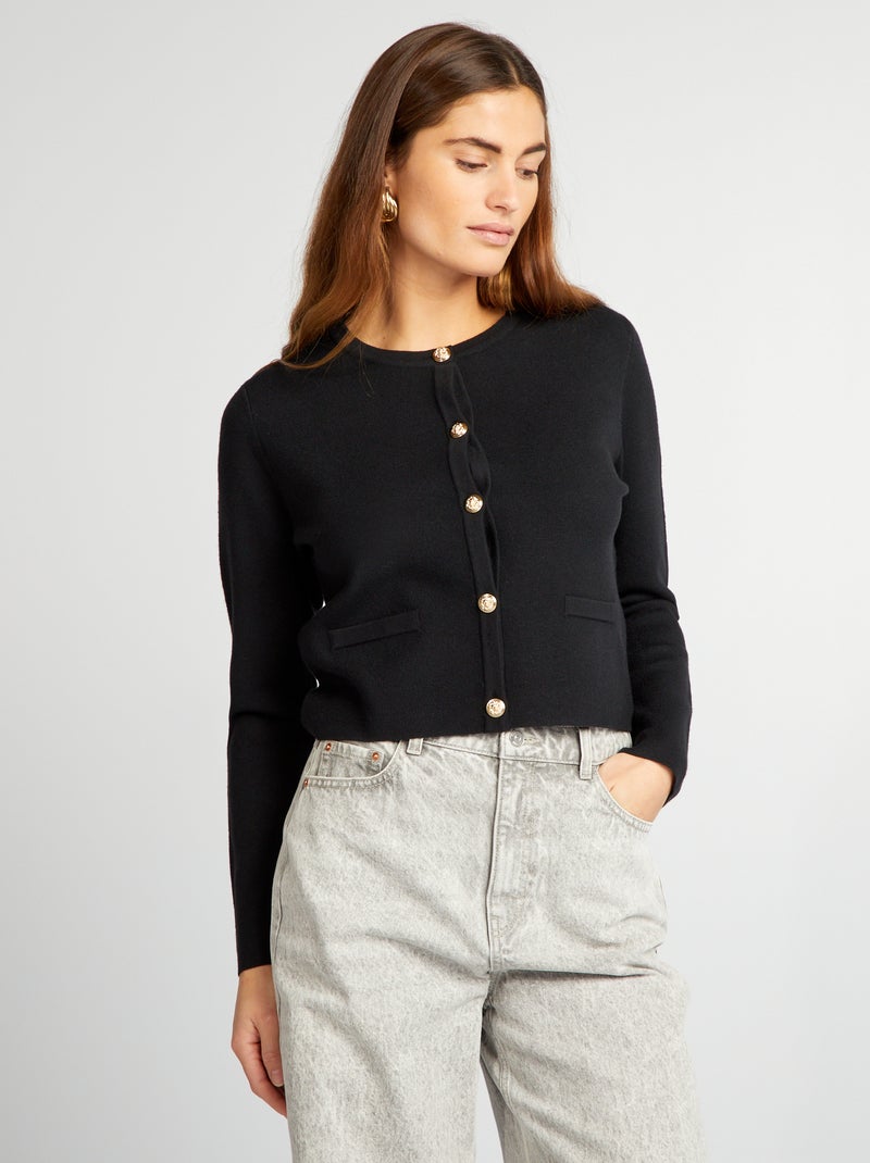 Cardigan in maglia tinta unita nero - Kiabi