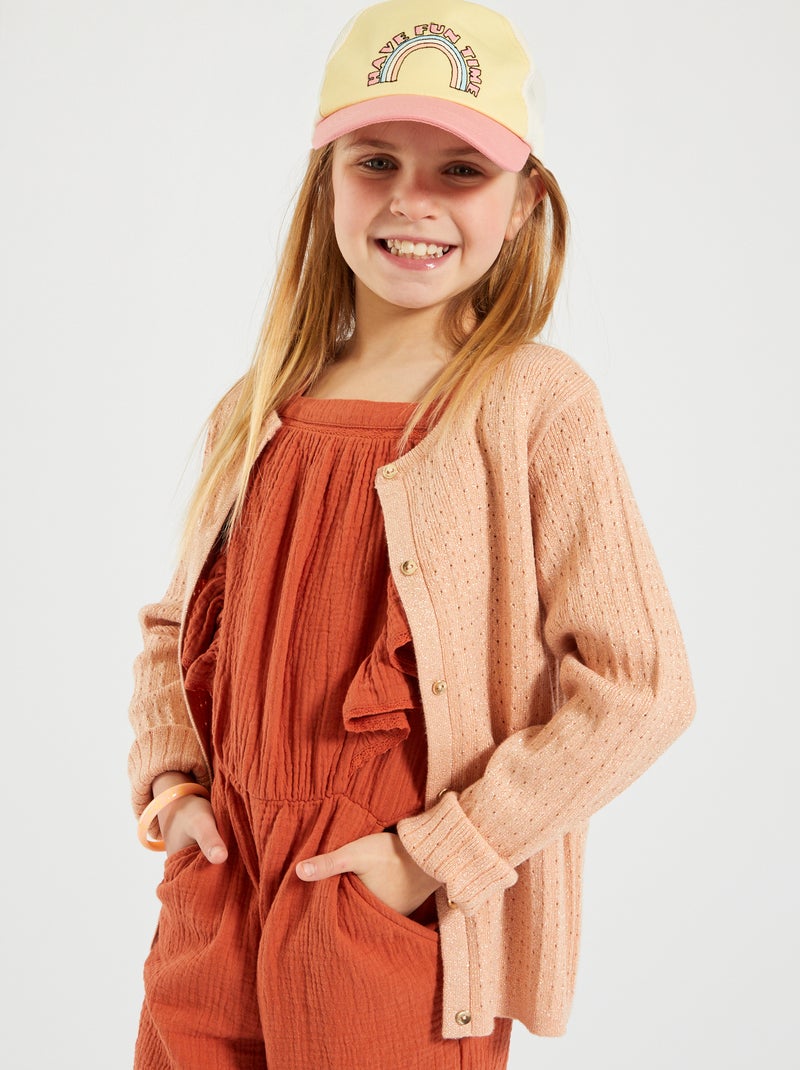 Cardigan in maglia traforata ARANCIONE - Kiabi