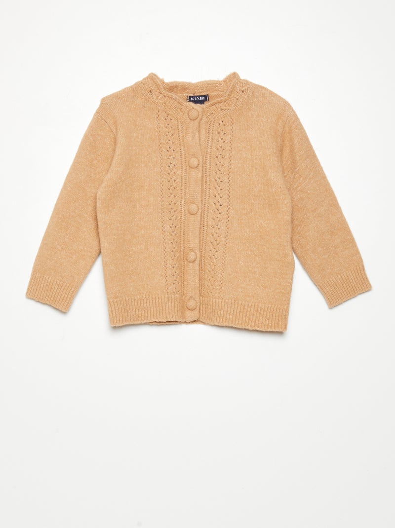 Cardigan in maglia traforata BEIGE - Kiabi