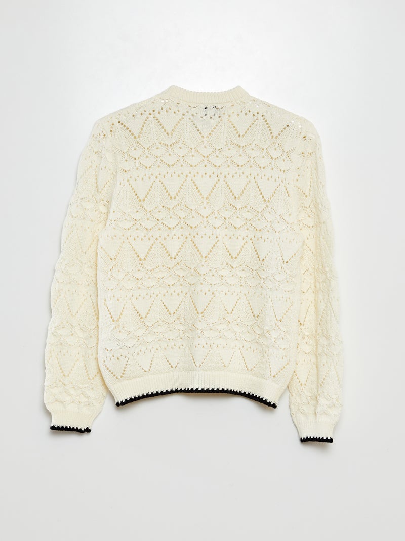 Cardigan in maglia traforata BEIGE - Kiabi