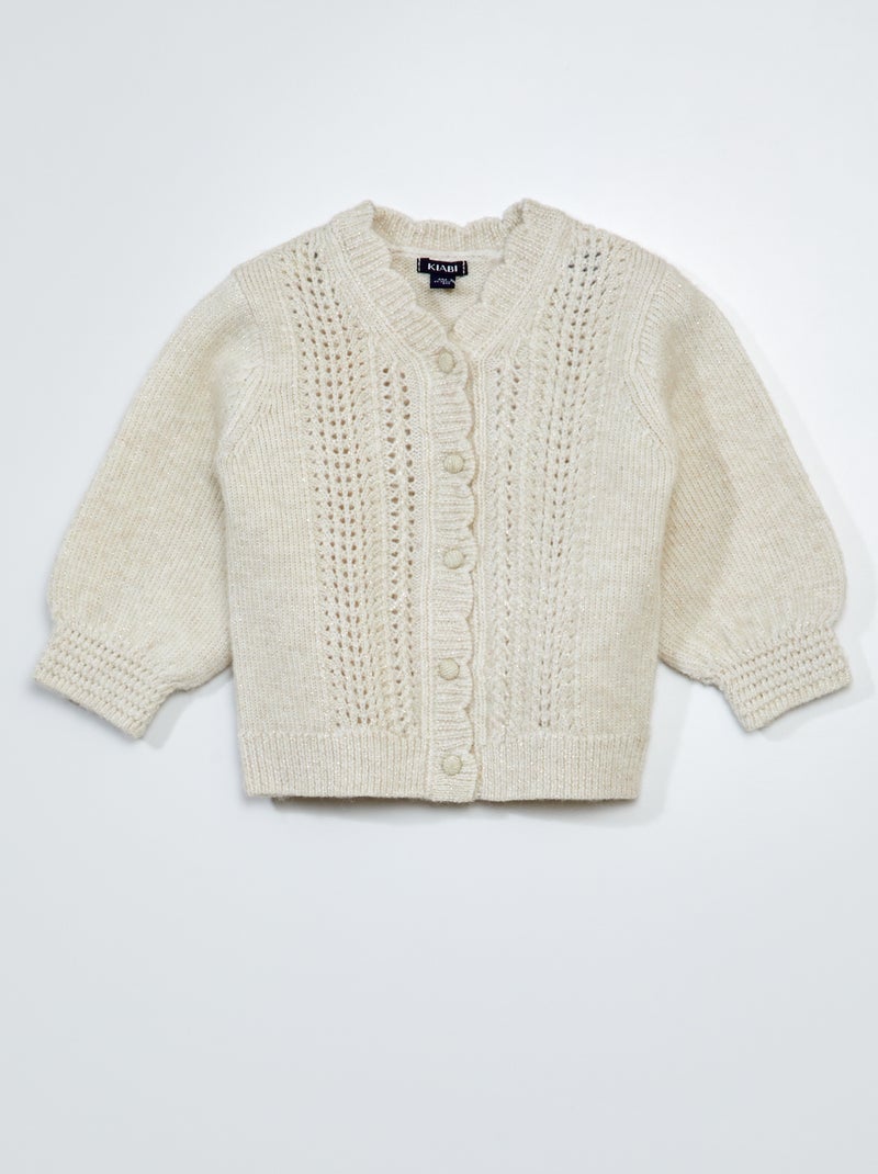 Cardigan in maglia traforata con paillettes GRIGIO - Kiabi