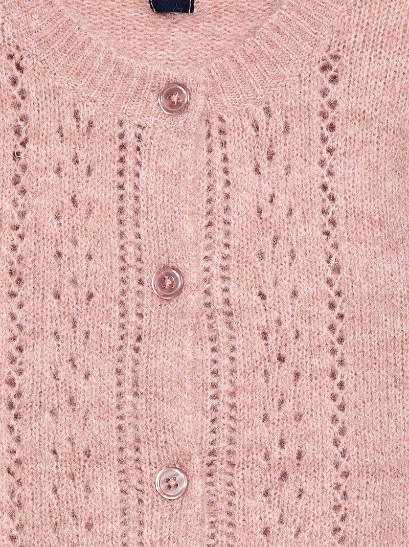 Cardigan in maglia traforata Rosa - Kiabi