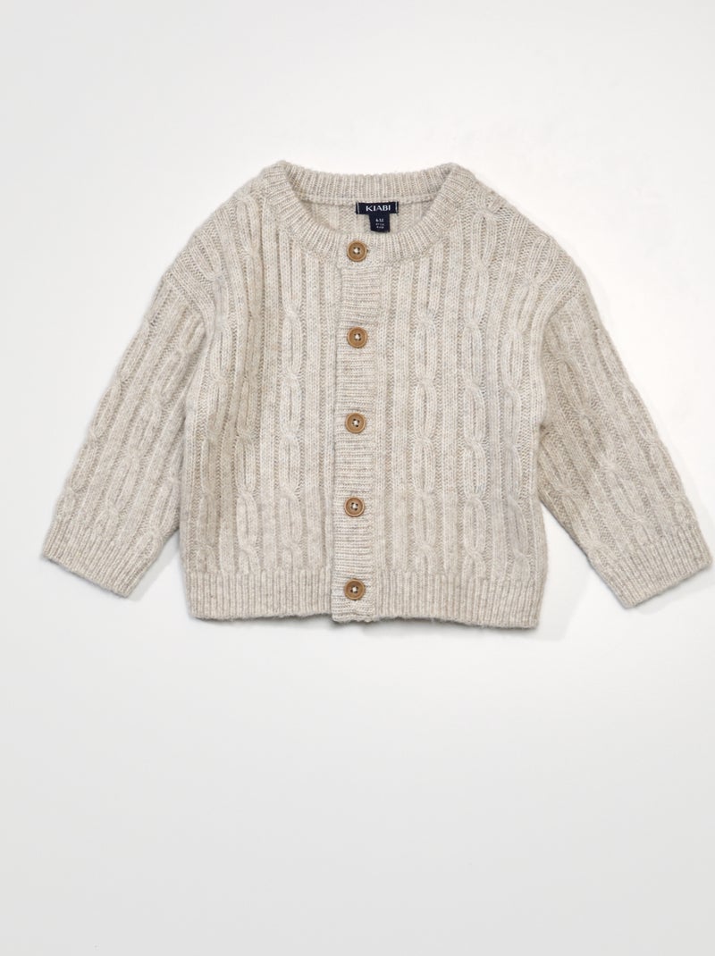 Cardigan in maglia tricot con bottoni BEIGE - Kiabi