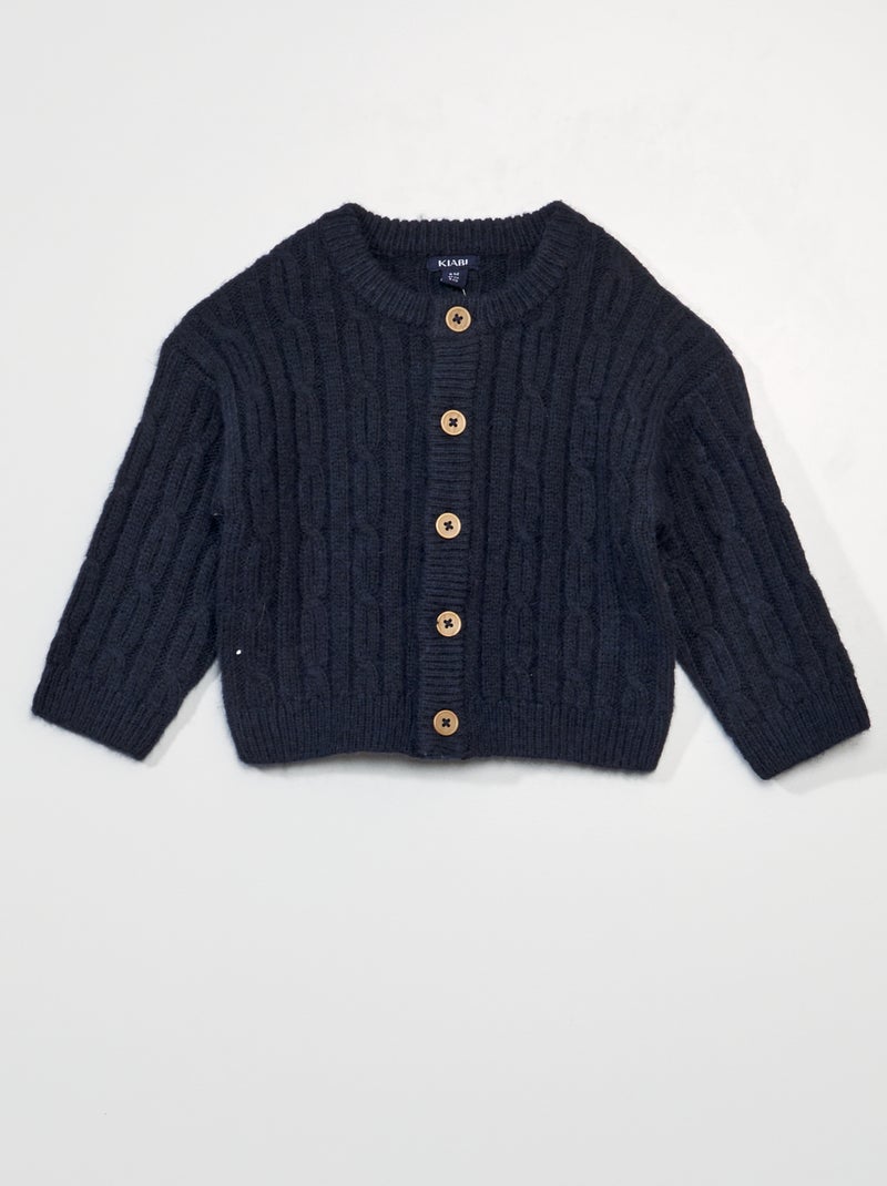 Cardigan in maglia tricot con bottoni blu marine - Kiabi