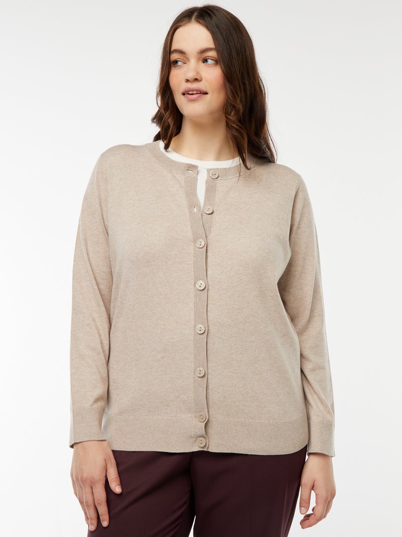 Cardigan in maglina leggera con apertura con bottoni Beige - Kiabi