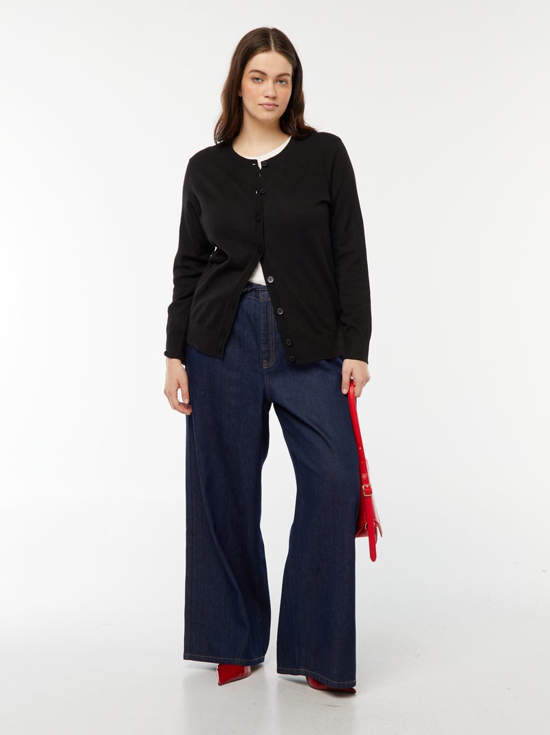 Cardigan in maglina leggera con apertura con bottoni nero - Kiabi