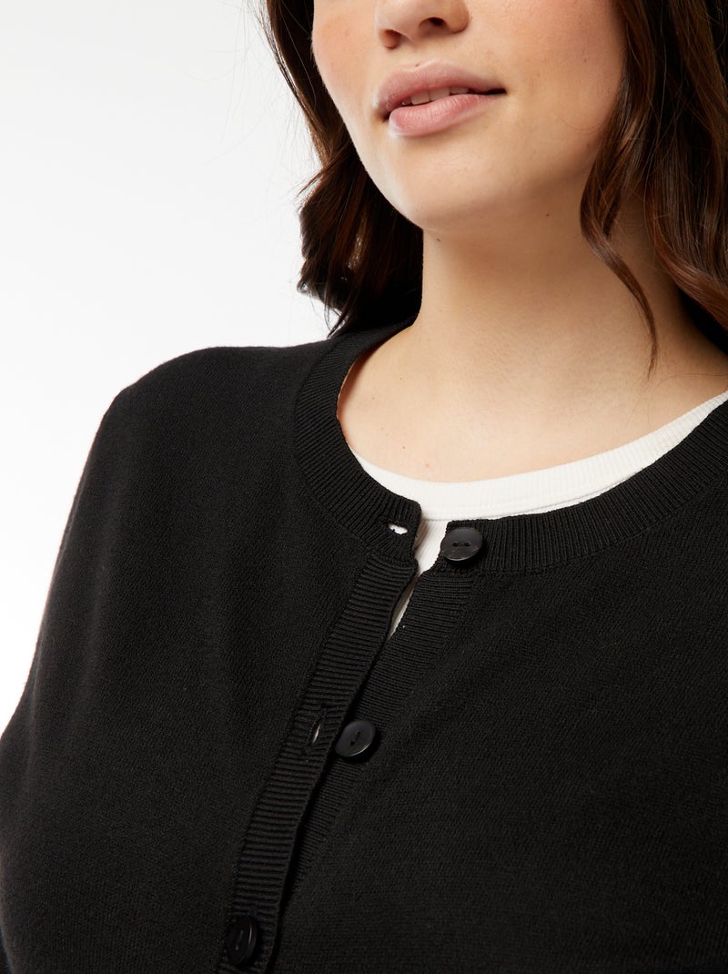 Cardigan in maglina leggera con apertura con bottoni nero - Kiabi