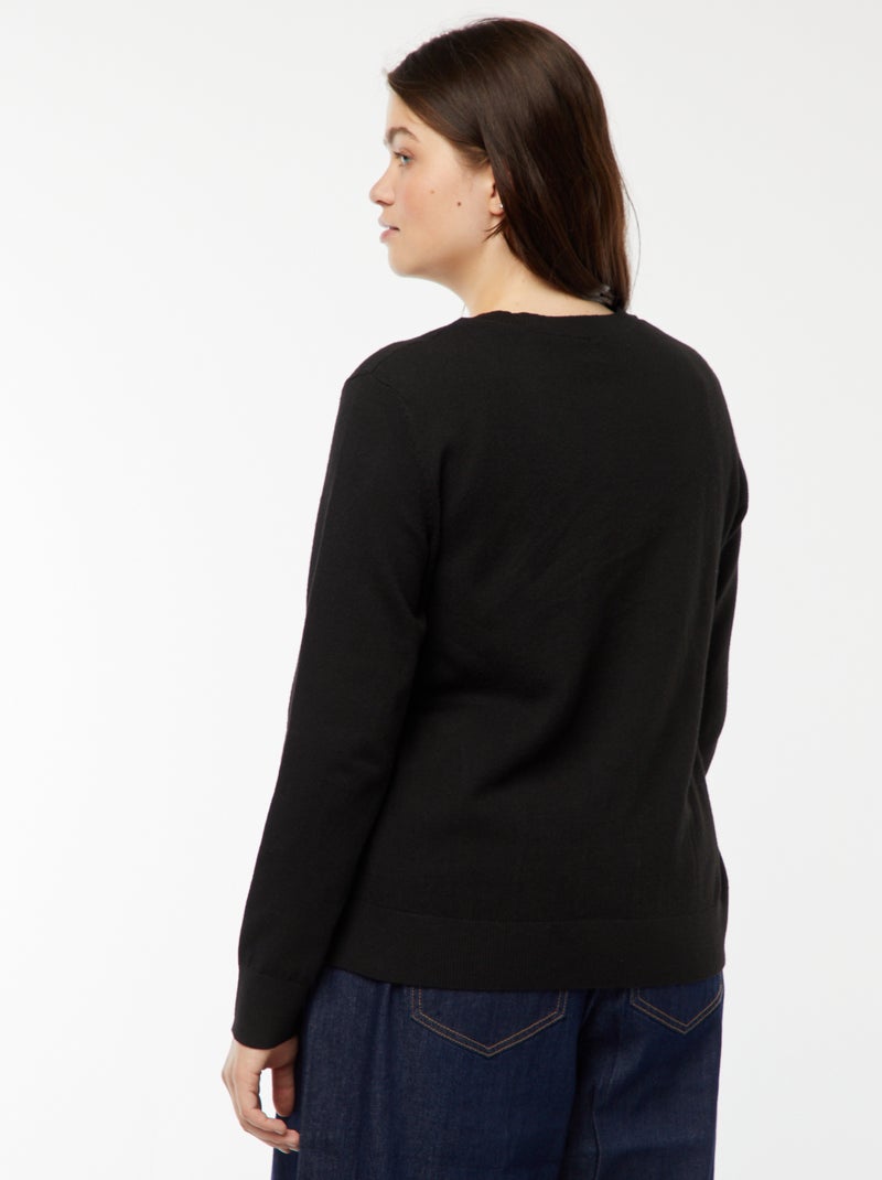 Cardigan in maglina leggera con apertura con bottoni nero - Kiabi