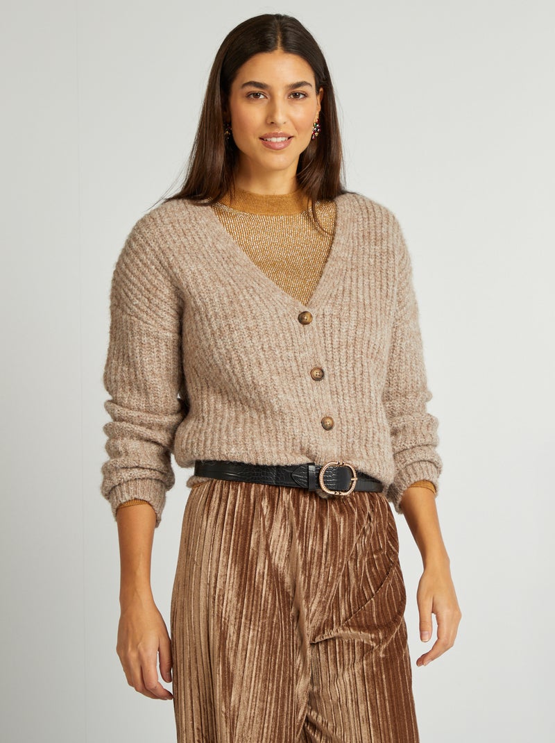 Cardigan in misto lana BEIGE - Kiabi