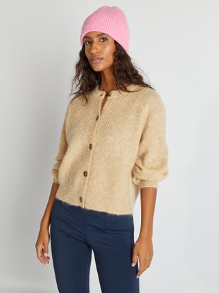 Cardigan in misto lana e mohair