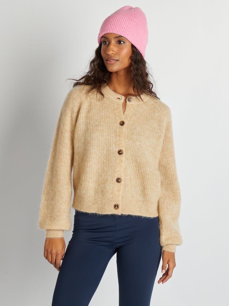 Cardigan in misto lana e mohair BEIGE - Kiabi