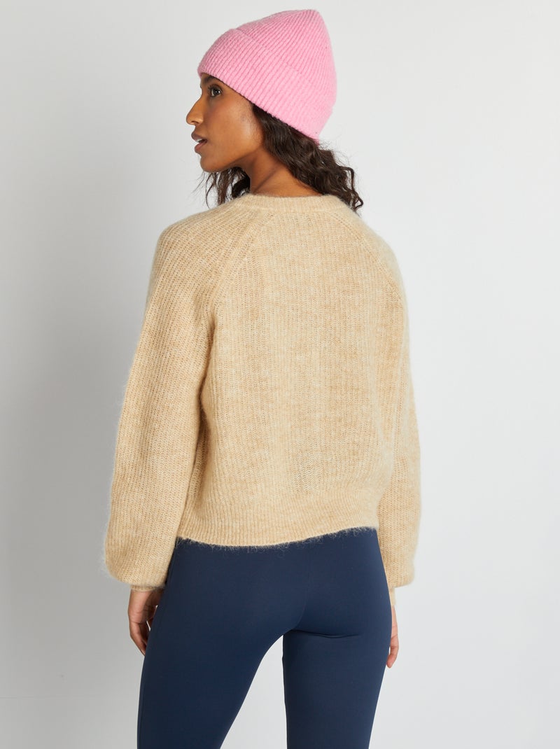 Cardigan in misto lana e mohair BEIGE - Kiabi